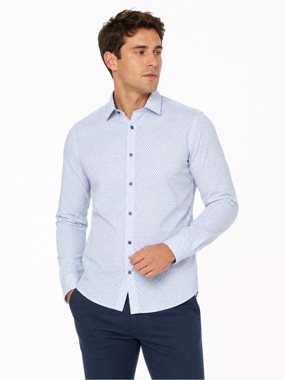 Alfani Alfatech Regular Fit Honeycomb Dress Shirt Size S